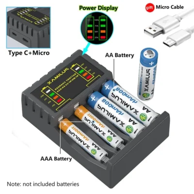 Battery Charger 4 Slot Intelligent Fast Charge